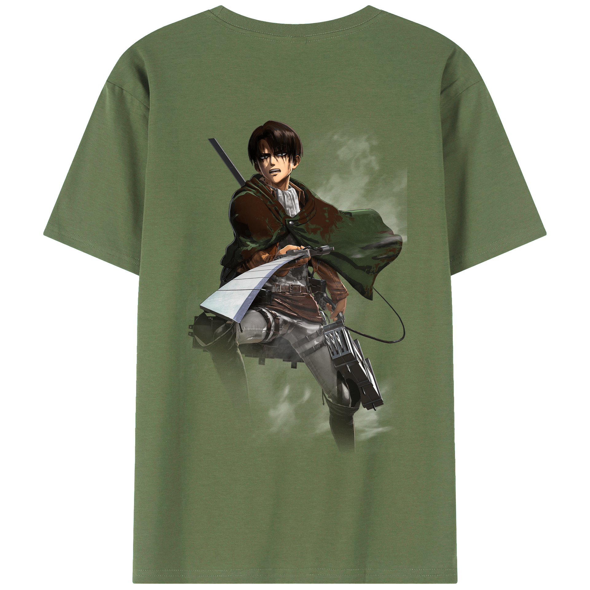 （画像用） 進撃の巨人 リヴァイ·アッカーマン Attack on Titan Levi Ackerman 綿100％ メンズ半袖Tシャツ（バックプリント） 通気性